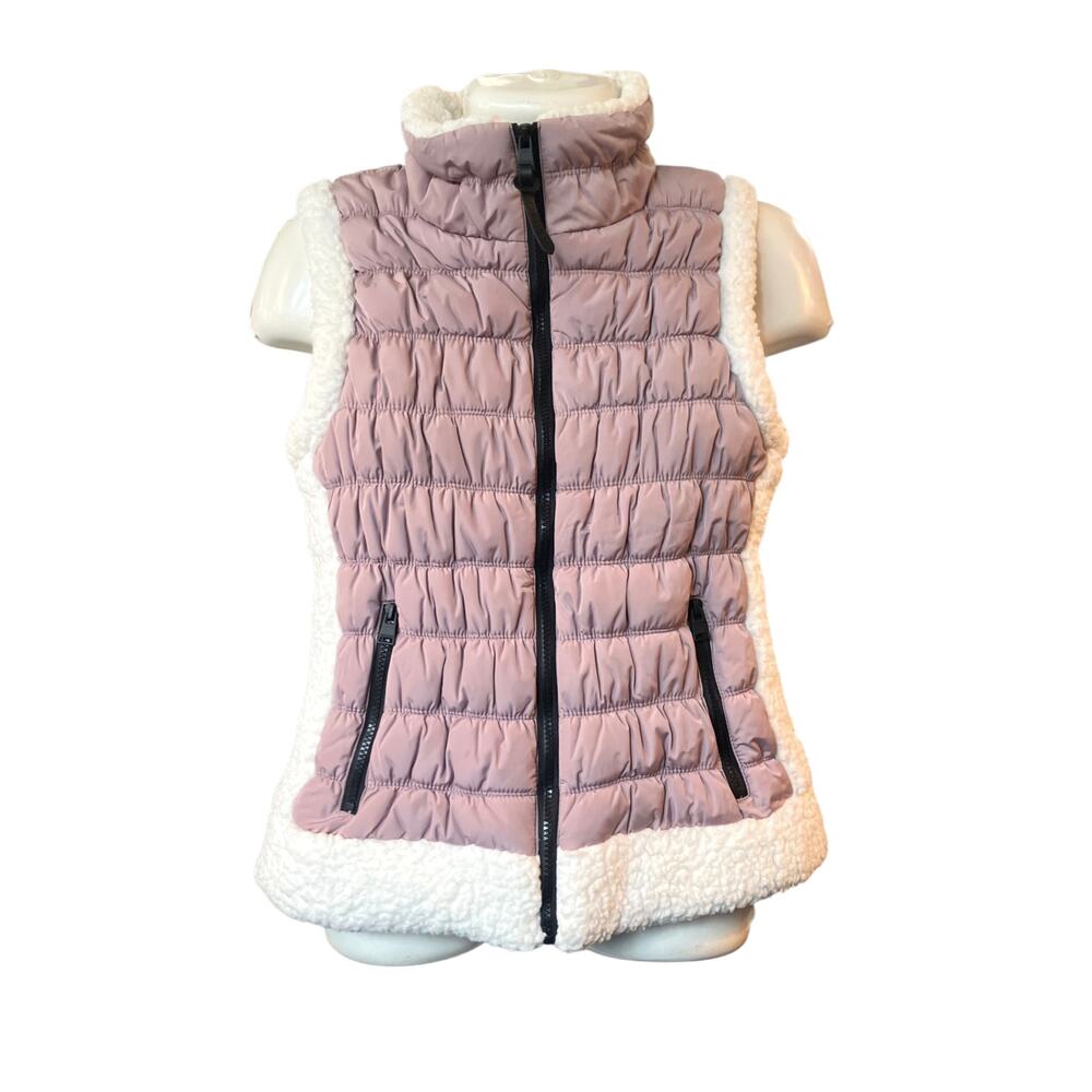 Calvin Klein Performance Women's Mauve Pink Faux Fur Trim Full Zip Pockets SZ M - Picture 2 of 8
